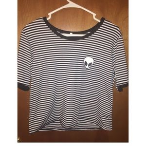 Striped Alien Crop Top